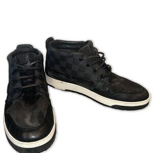 LOUIS VUITTON Calfskin Damier Graphite Propeller Men's Sneakers